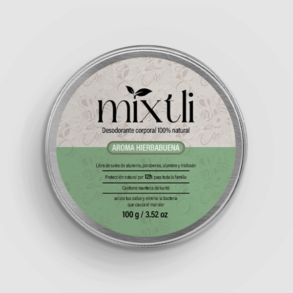 Desodorante natural mixtli 100g aroma hierbabuena en pomadera reutilizable de aluminio - Image 5