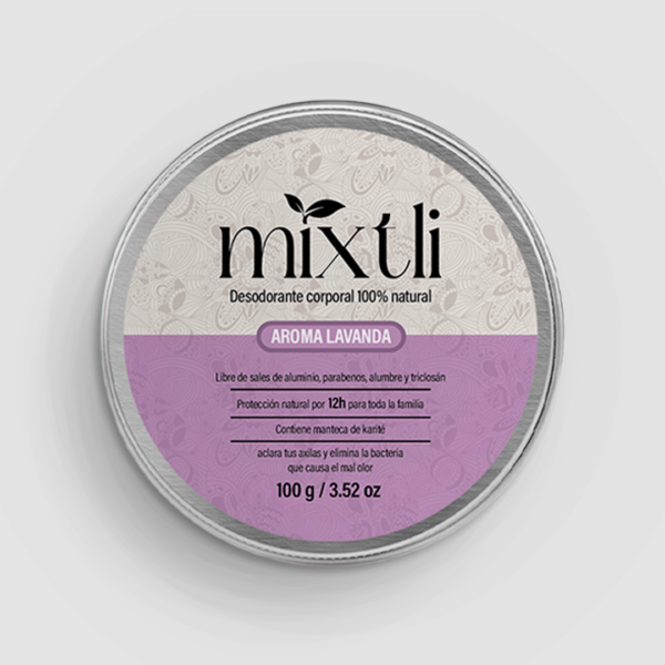 Desodorante natural mixtli 100g aroma lavanda en pomadera reutilizable de aluminio - Image 5