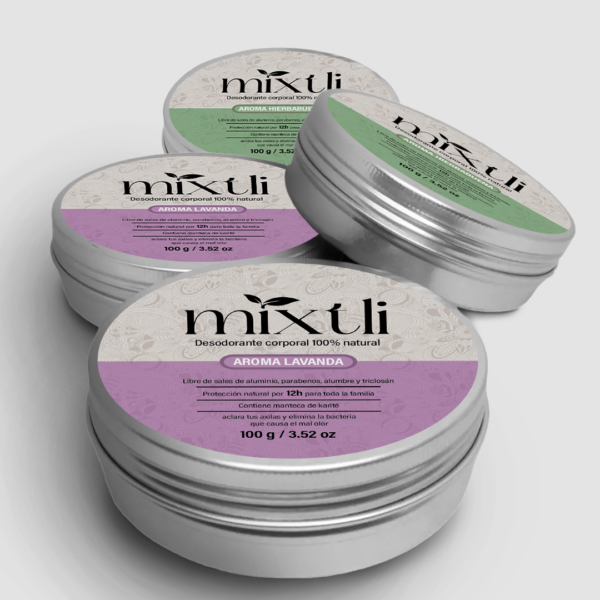 4 Desodorantes naturales mixtli 100g Paquete Familiar en pomadera reutilizable de aluminio - Image 3